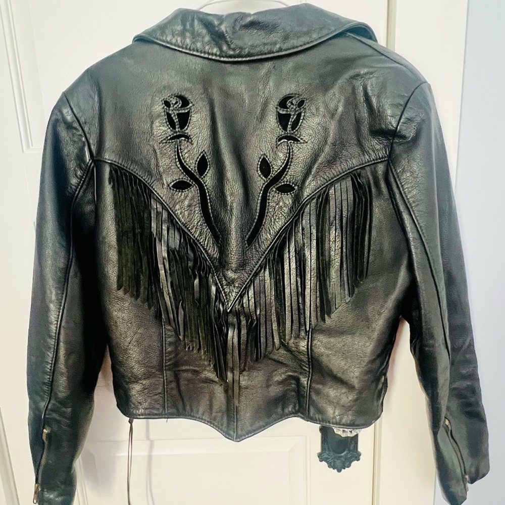 Black Leather Fringe Jacket